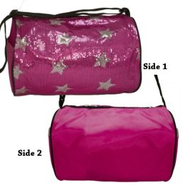 Sequin Star Cheer Duffel Bag (Color: Fuchsia)