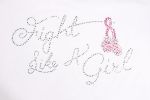 Pizzazz Breast Cancer Awareness "Fight Like A Girl" Rhinstone Heat Transfer, BC140
