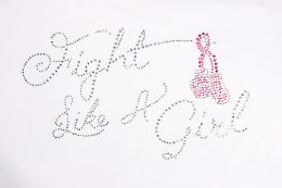 Pizzazz Breast Cancer Awareness "Fight Like A Girl" Rhinstone Heat Transfer, BC140