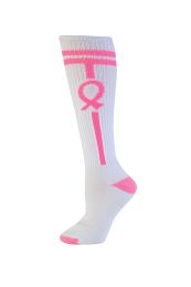 Pizzazz Breast Cancer Awareness Knee High Sock, BC8070 (Size: Large)