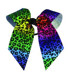 Pizzazz Animal Print Cheer Hair Bow, HB150 (Color: Rainbow Cheetah)