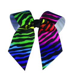 Pizzazz Animal Print Cheer Hair Bow, HB150 (Color: Rainbow Zebra)