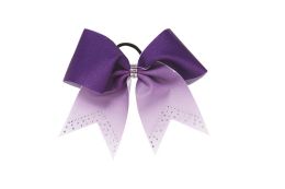 Pizzazz Glitter Fade Cheer Hair Bow with Rhinestones, HB770 (Color: Purple)