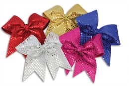 Pizzazz Sequin Cheer Hair Bow, HB830SQ (Color: Red)