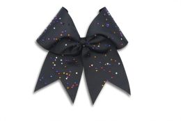 Pizzazz Scattered Rhinestone Cheer Hair Bow, HB890 (Color: Black)