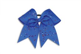 Pizzazz Scattered Rhinestone Cheer Hair Bow, HB890 (Color: Royal)