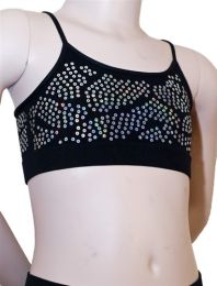 Giraffe Sequin Cheer Top (Color: Black with Fuchsia Sequins)
