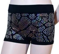 Giraffe Sequin Cheer Shorts (Size: Junior Size, Color: Black with Fuchsia Sequins)