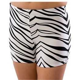 Pizzazz Adult Animal Print Boy Cut Cheer Shorts, 2200AP (Adult Size: Large, Color: Zebra)