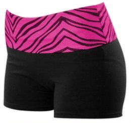 Pizzazz Roll-Down Zebra Glitter Cheer Shorts - All Sizes, 2450ZG, 2350ZG (Size: Small Child, Color: Hot Pink Zebra)