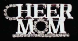 Cheer Mom Rhinestone Pin (Child Size: Extra Small, Color: Silver)