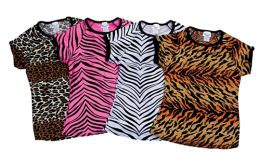 Pizzazz Youth Animal Print Raglan Cap Sleeve Tee, 6700-AP (Child Size: Small, Color: Hot Pink Zebra)